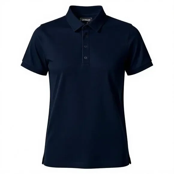 Express Women Black 4 Button Front Pointed Collar Short Sleeve Polo Shirt S/P - Picture 8 of 8